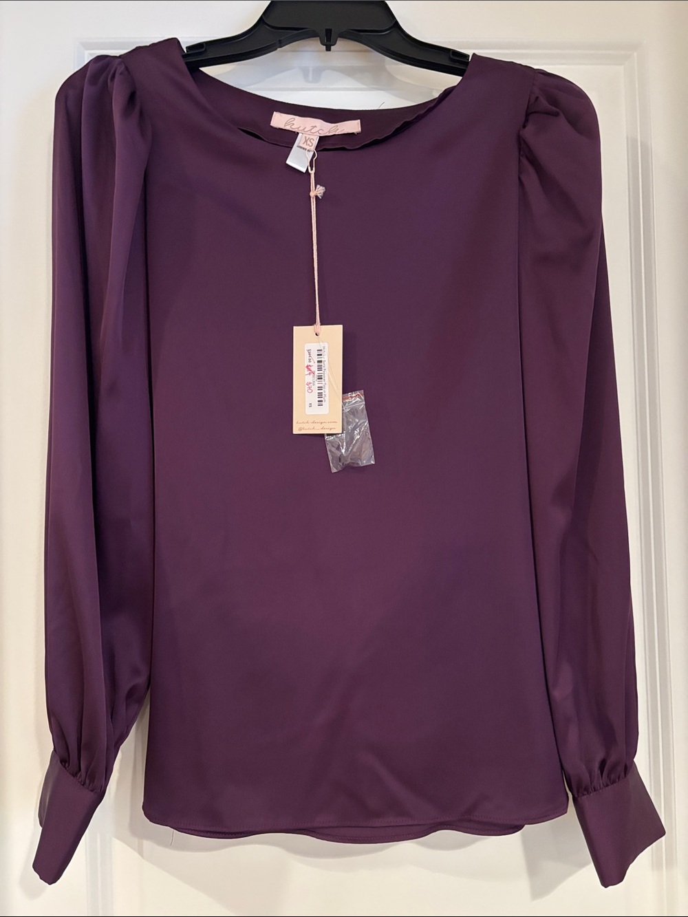 Hutch Plum Long Sleeve Blouse with Tie